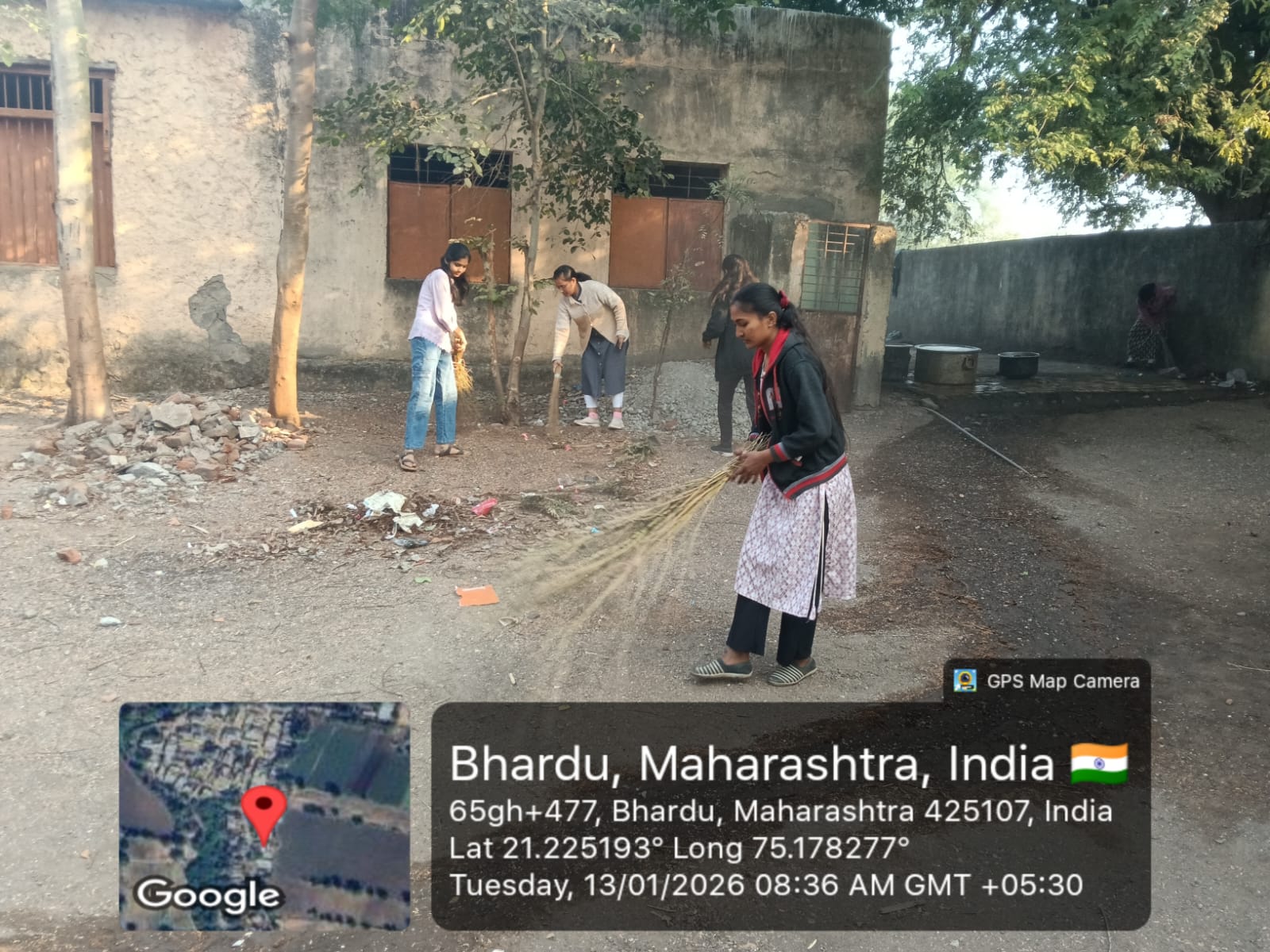 On 13th January 2026, the camp began with morning prayer and yoga practice. This was followed by a cleanliness drive in the ????? of Zilla Parishad Primary School, Bhardu.